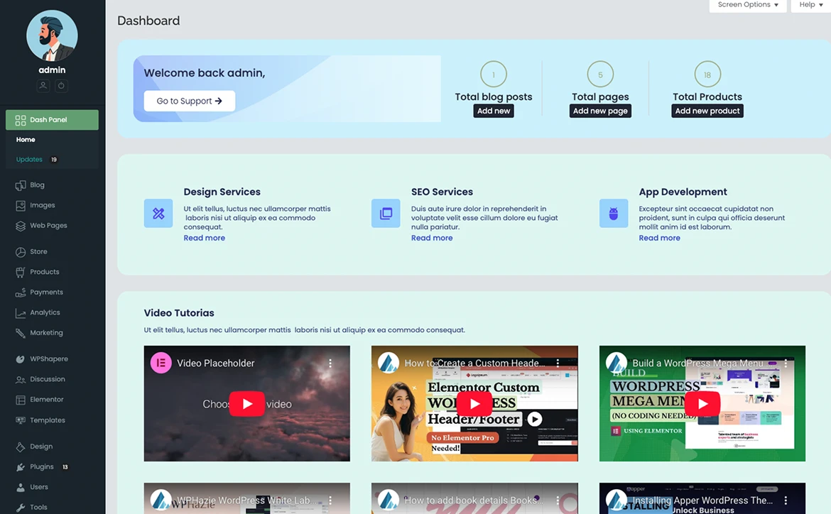 WordPress admin theme | White Label WordPress