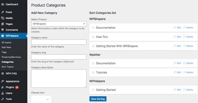 Knowlwdge base Categories sorting and articles sorting