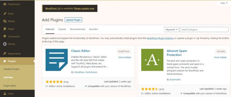 WordPress classic editor