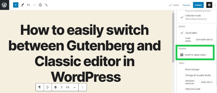 WordPress classic editor