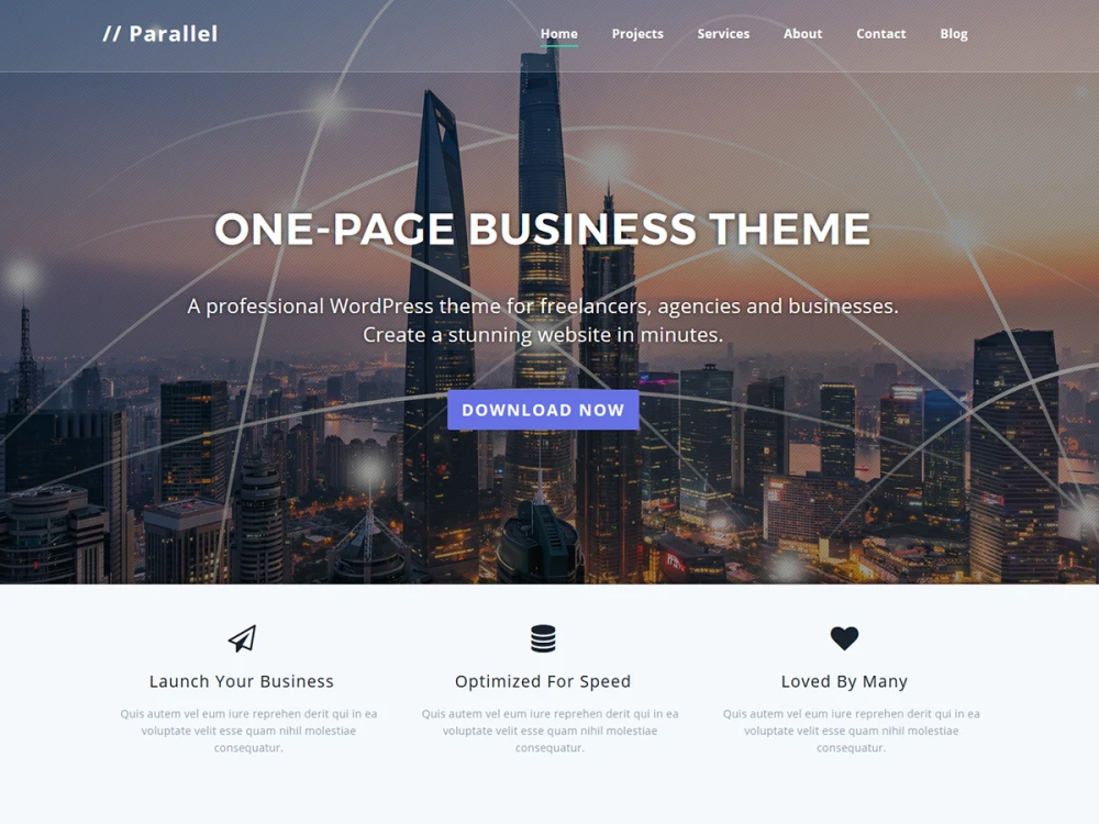 Parallel WordPress themes free One-page