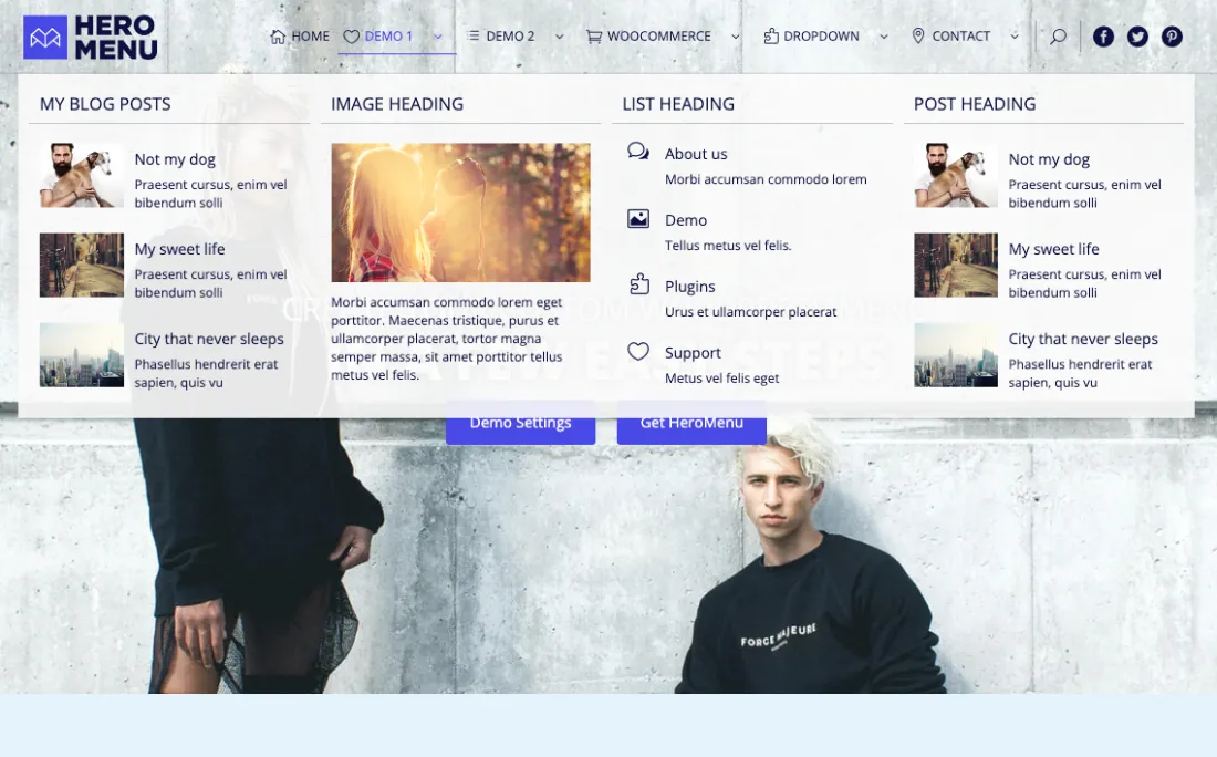 Hero menu plugin