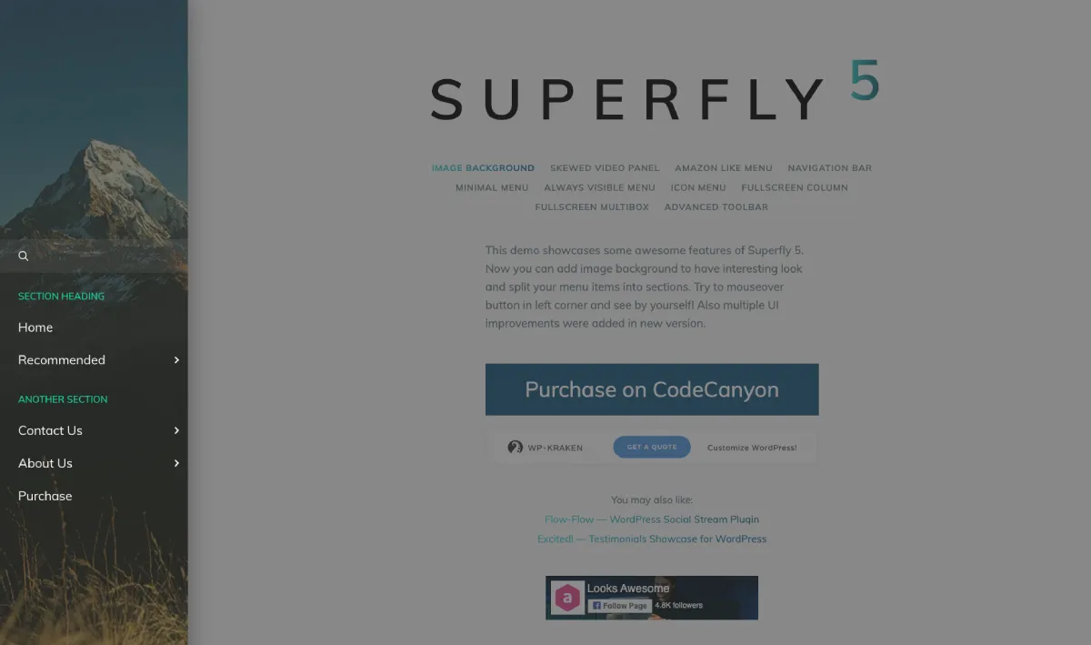 Superfly wordpress menu plugin