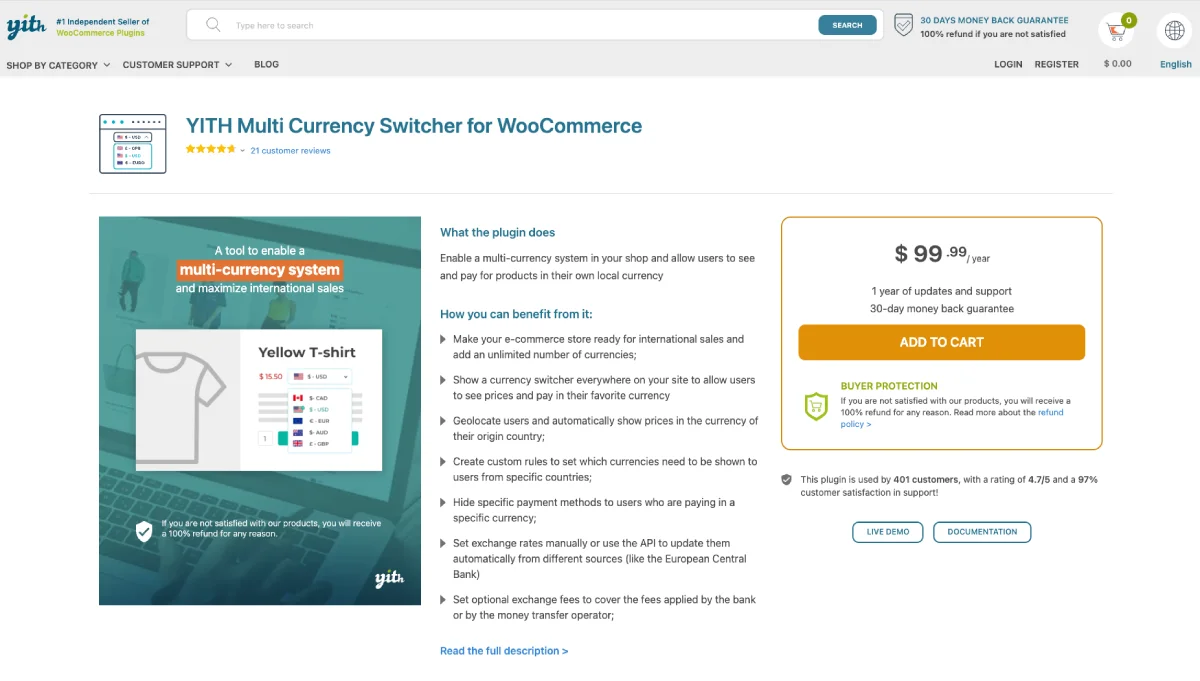 YITH Multi Currency Switcher for WooCommerce